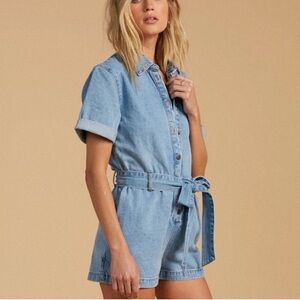 The Salty Blonde X Billabong Denim Button-Up Romper